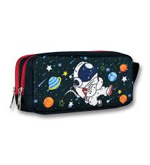 ÜMİT ÇANTA Cennec İki Bölmeli Erkek Çocuk Astronot Kalem Çantası - Lacivert-Kırmızı