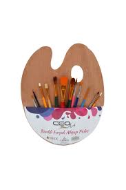 CEOART SN0023 AHŞAP PALET + FIRÇA SETİ 12 PARÇA (NATURAL SAP)