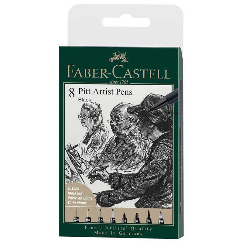 FABER CASTELL  PİTT ARTİST PEN 8Lİ, SİYAH VE GRİ TONLARI(2022) 167158