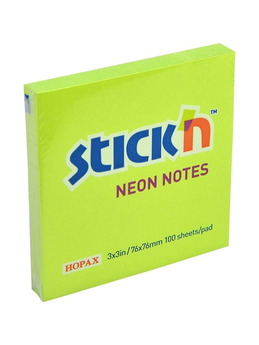 GIPTA STICKN 76X76 NEON YEŞİL YAPIŞKANLI NOTLUK 100 YP.