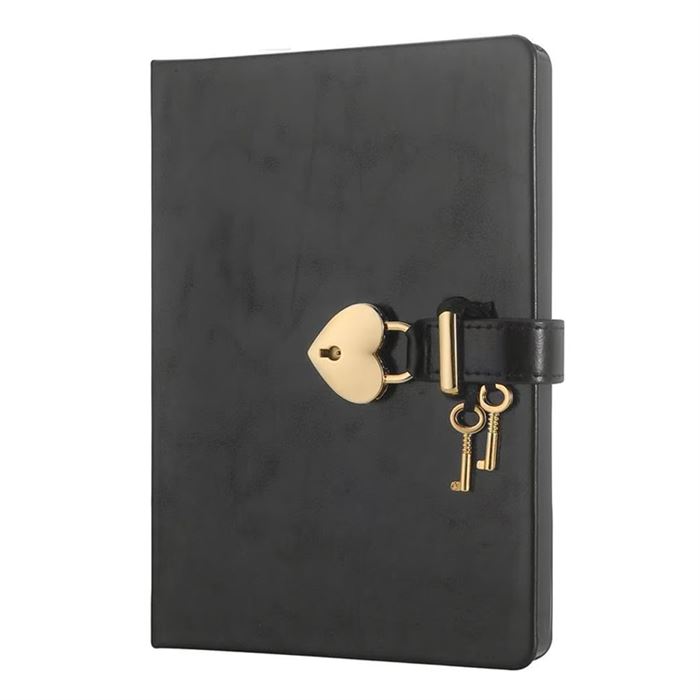 VICTORIA'S JOURNALS 4404 13x18cm 80gr.160YP. HUSH-HUSH KUTULU KİLİTLİ ÇİZGİSİZ DEFTER METALİK SİYAH