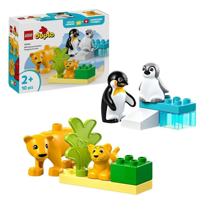 LEGO DUPLO Kasabası Vahşi Hayvan Aileleri: Penguenler ve Aslanlar 10442 - 2 Yaş ve Üzeri Küçük Çocuklar için Eğitici Oyuncak Yapım Seti (10 Parça)