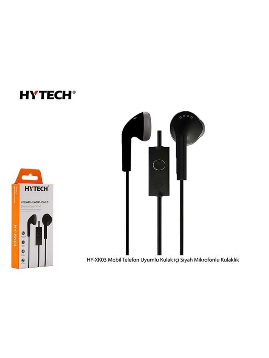 HYTECH HY-XK24 MOBİL TELEFON UYUMLU KULAK İÇİ MİKROFONLU KULAKLIK SİYAH