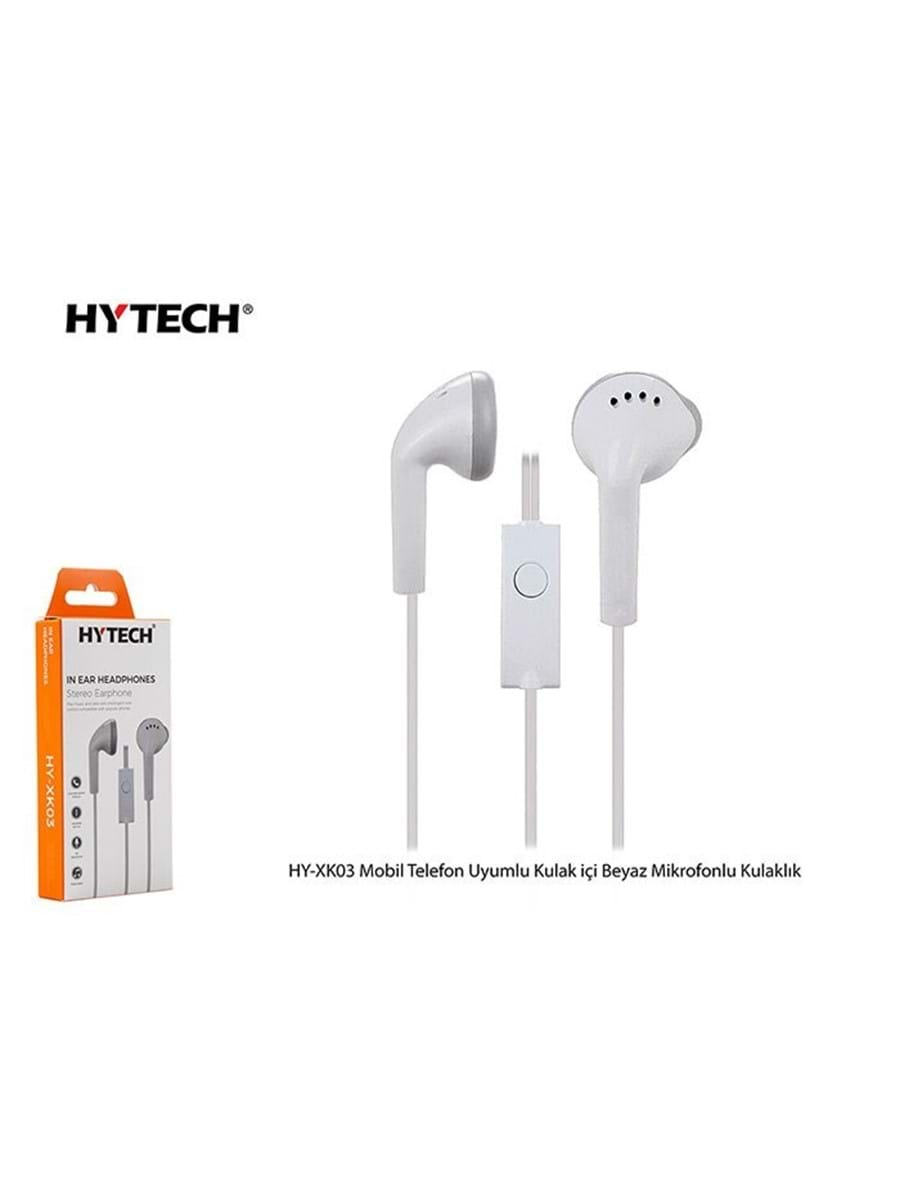 HYTECH HY-XK03 MOBİL TELEFON UYUMLU KULAK İÇİ MİKROFONLU KULAKLIK BEYAZ