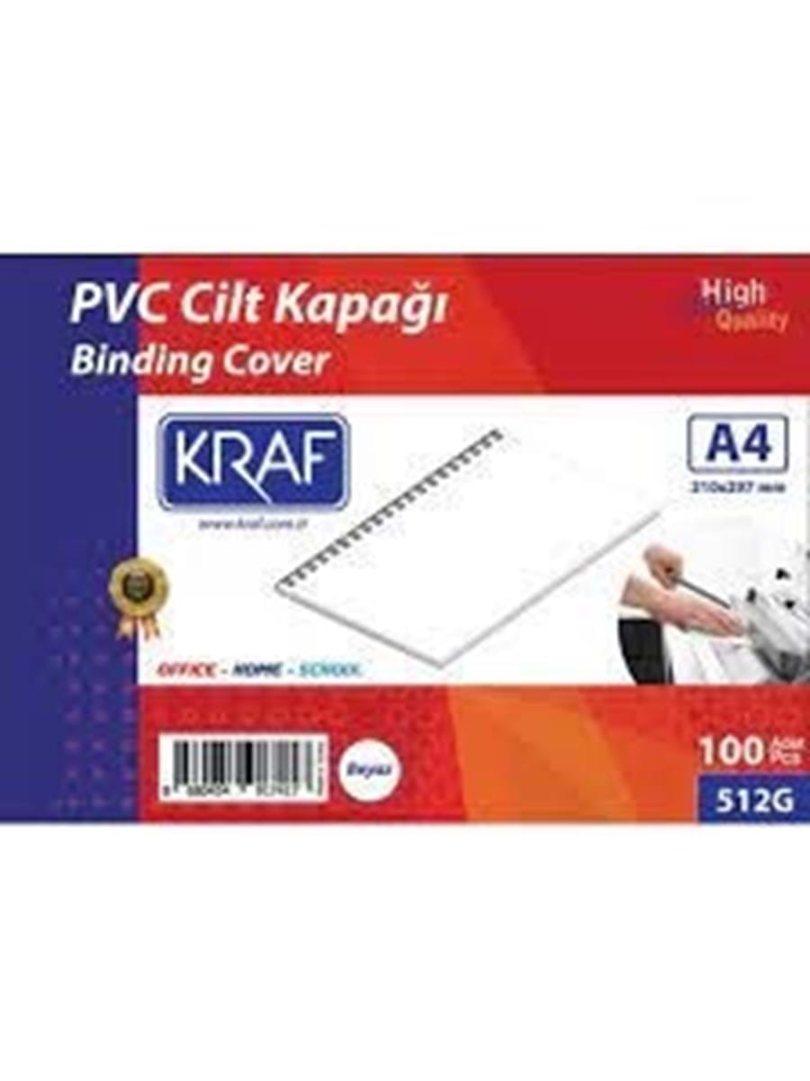 KRAF 512G CİLT KAPAĞI A4 160mic. 100'LÜ BEYAZ