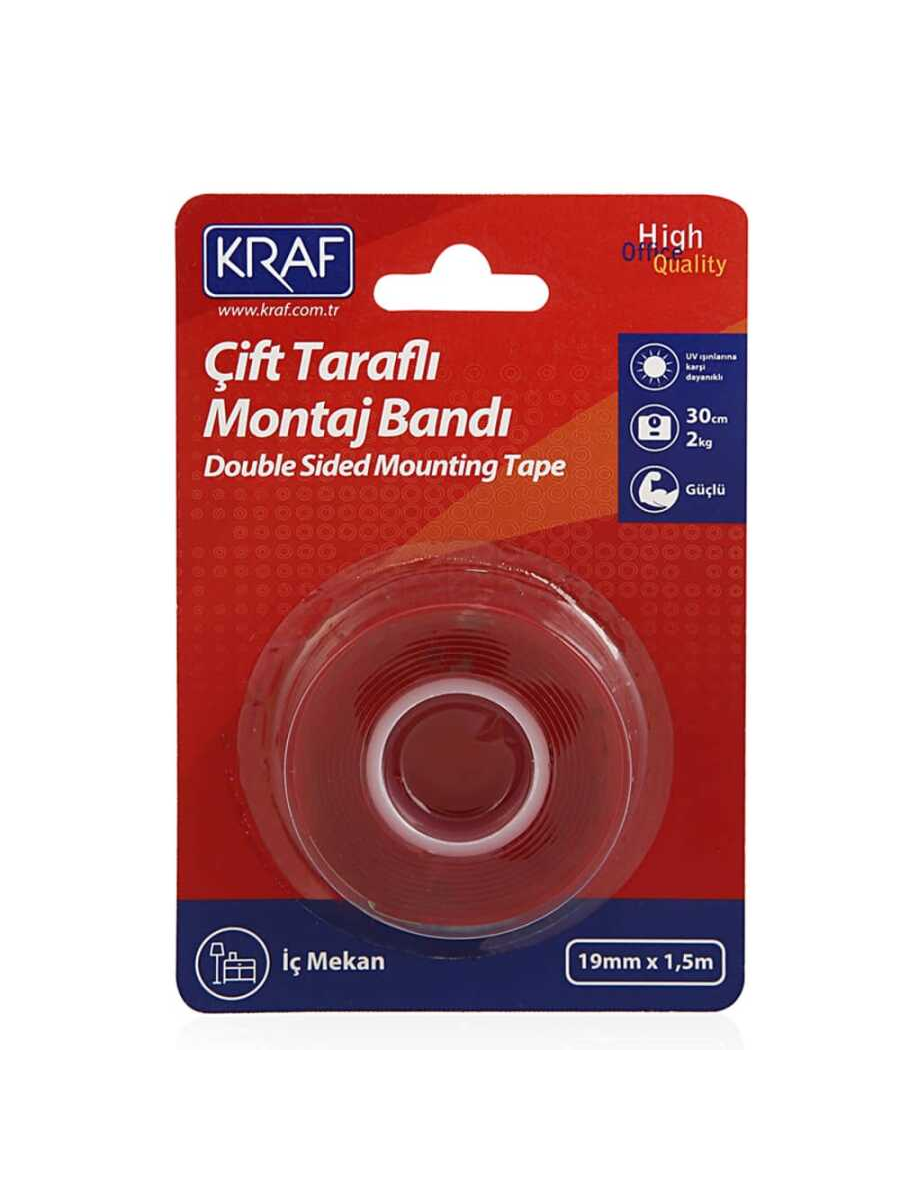 KRAF MONTAJ BANDI ÇİFT TARAFLI İÇ MEKAN 19MMX 1,5M 2530G