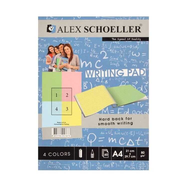 ALEX RENKLİ BLOKNOT 60 YAPRAK DÖRT RENKLİ KARELİ 80 GR