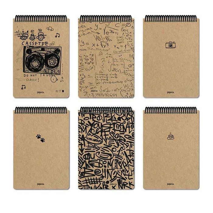 Papirüs Kraft Spiralli Sert Kapak 19X27cm 80 Yaprak ÇİZGİLİ Bloknot