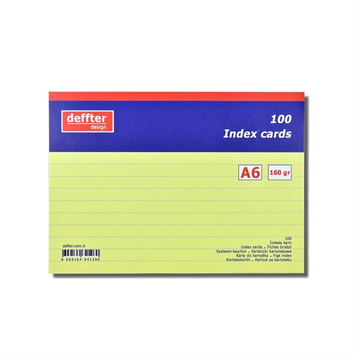 DEFFTER INDEX KARTI A6 SARI ÇİZGİLİ