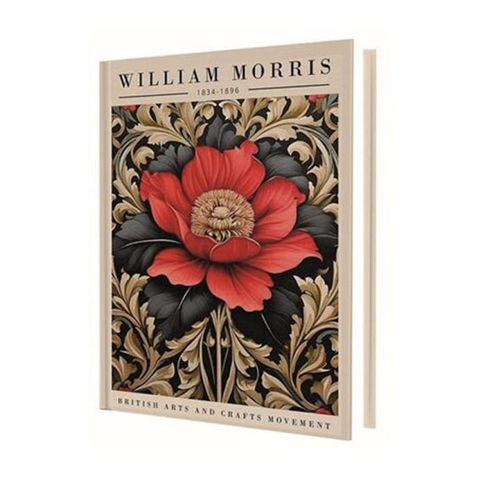 DEFFTER 14X20 RED FLOWER ( WILLIAM MORRIS ) SERT KAPAK ÇİZGİLİ DEFTER 96 YP