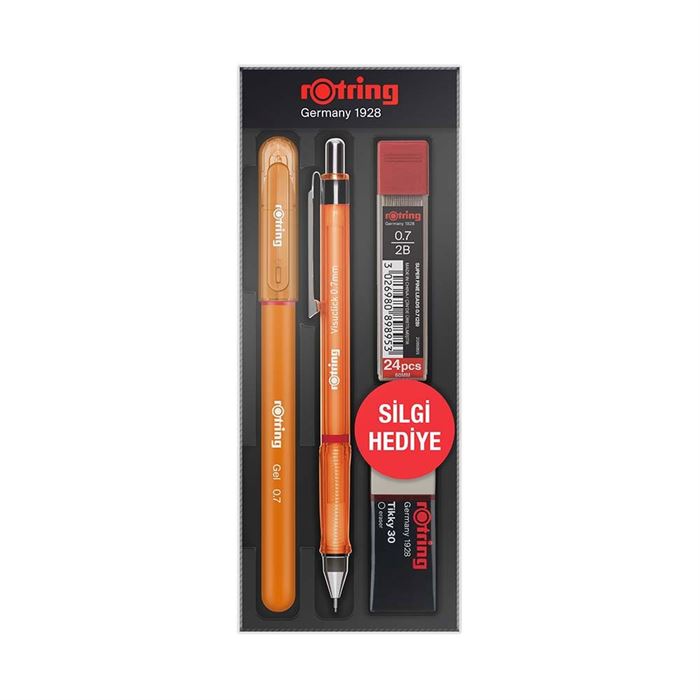 rOtring Visuclick Min Silgi 3`lü Okul Seti- 0.5 mm Turuncu