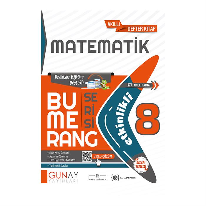 GÜNAY 8. SINIF BUMERANG ETKİNLİKLİ MATEMATİK AKILLI DEFTER KİTAP